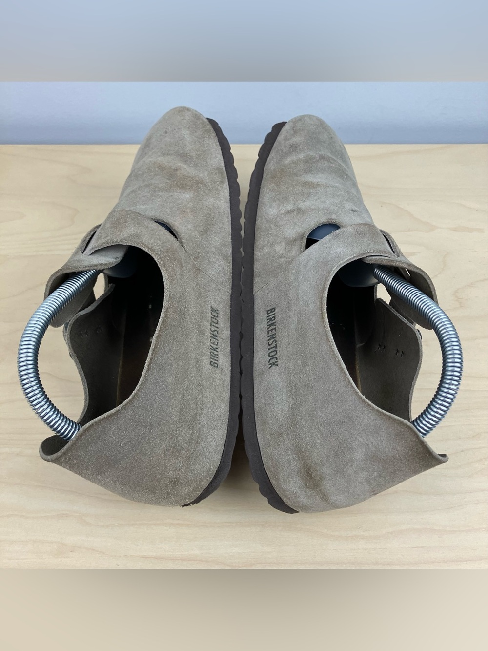 Birkenstock Men’s Size 41 / 8.0 London Taupe Suede Clogs Buckle Strap Shoes - Picture 6 of 11